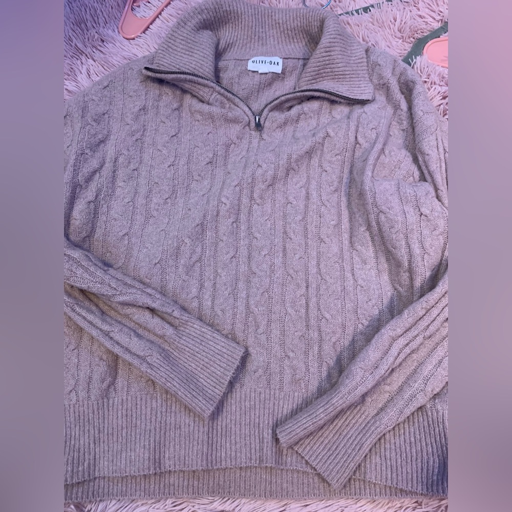 Olive+Oak colored and zip up sweater, size XL